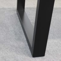 Esstisch Schweizer Kante Wildeiche 220 x 100 cm mit Metall U-Gestell in schwarz