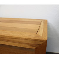 Großer Nachttisch Massivholz LINO mit Schublade Wildeiche weiß geölt