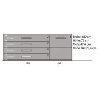 Modernes Massivholz Sideboard mit Flachsockel -180cm Wildeiche weiß geölt