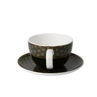 Lotus Tee-/ Cappuccinotasse Yin Yang Schwarz