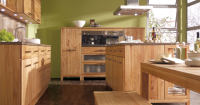 Mittelhoher Küchenschrank für Geräte - Holztürschrank links Buche