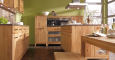 Mittelhoher Küchenschrank für Geräte - Holztürschrank links Wildeiche weiß geölt