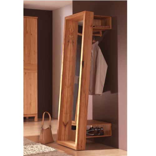 Massivholz Spiegel-Garderobe - 180 cm Nussbaum