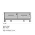 Schmales TV Lowboard mit Schubladen - Tiefe 60,4 cm Kernbuche