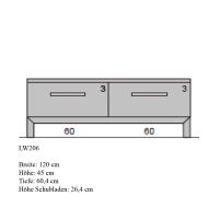 Schmales TV Lowboard mit Schubladen - Tiefe 60,4 cm Wildeiche weiß geölt