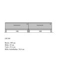 Langes Massivholz TV-Lowboard zwei Schubladen - Tiefe 47,6 cm