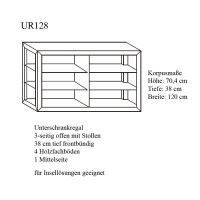 Lange Massivholz Kücheninsel mit offenem Regal Kernbuche