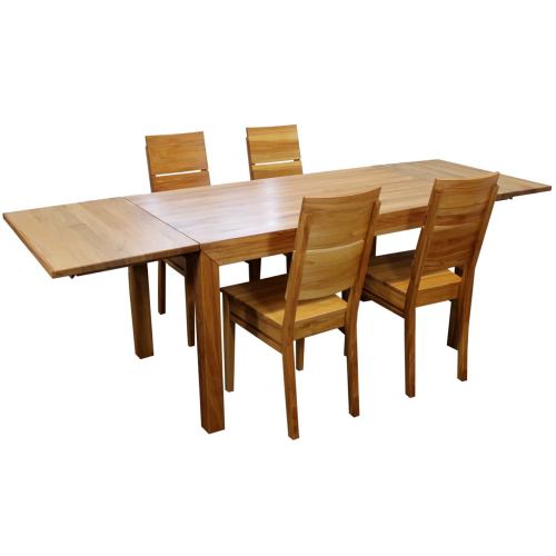 Sitzgruppe LINO Kernbuche, mit Ansteckplatten, 4 Stühle - 140x80 cm