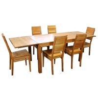 Sitzgruppe LINO Kernbuche, mit Ansteckplatten, 6 Stühle - 140x80 cm