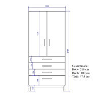 Moderner Wohnzimmer-Schrank Massivholz - Tiefe 47,6 cm Wildeiche