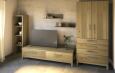 Moderner Wohnzimmer-Schrank Massivholz - Tiefe 47,6 cm Wildeiche weiß geölt